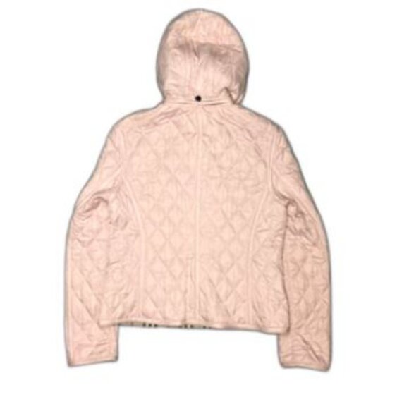 Burberry Pink Quilted Jacket Remove Hood Nova Check XL 14 Children Womens XS 0 2 - Picture 3 of 7